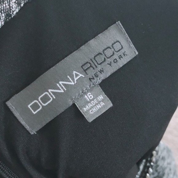 Donna Ricco Jacquard Dress Grey Metallic Jeweled Neckline Size 16 MSRP $138.00 - Picture 12 of 15